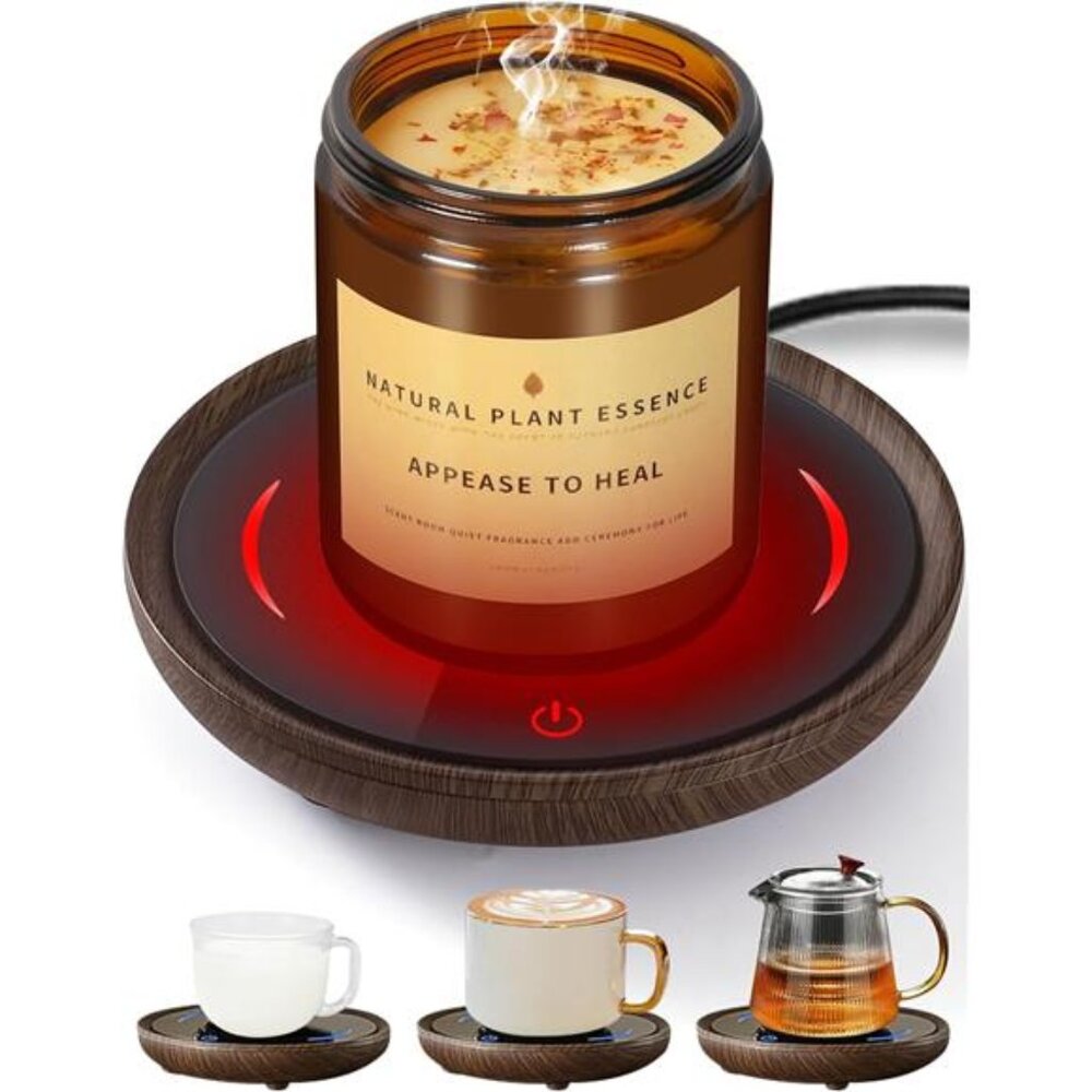 Candle Mug Warmer, Gravity-Induction Coffee Mug Warmer for Desk with 2 Temp Set